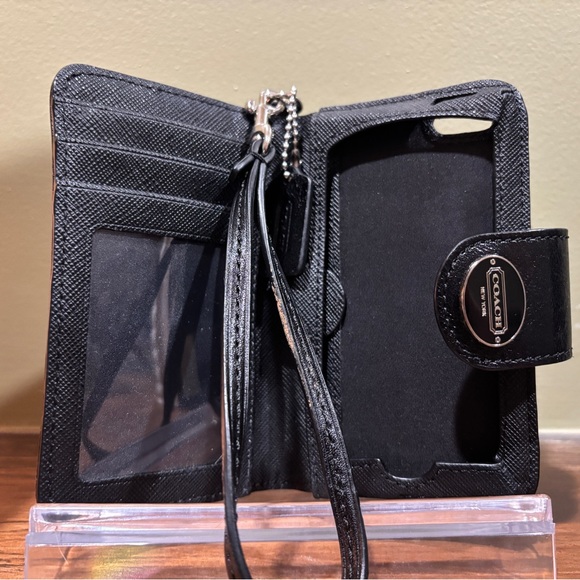 COACH Black Signature Canvas Wallet Wristlet ID Window Clutch - Picture 3 of 3